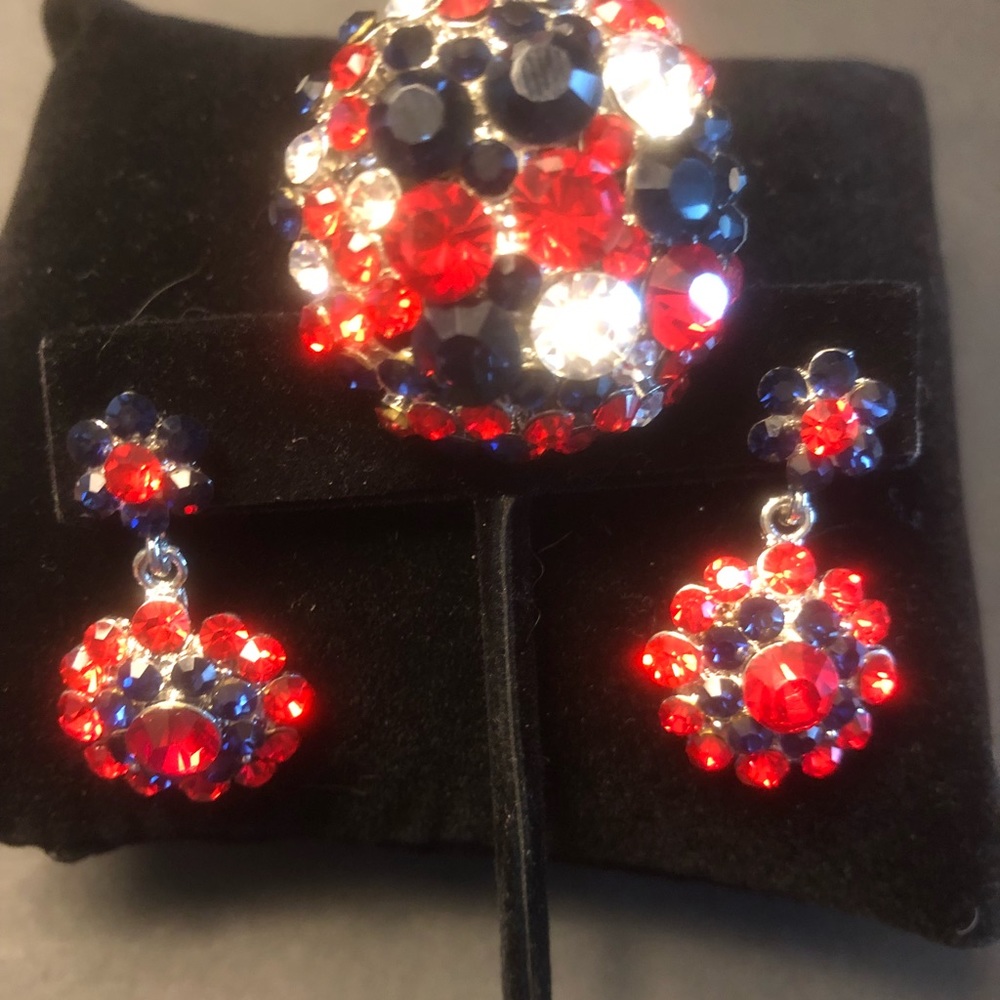 New England Patriots ring and earring set